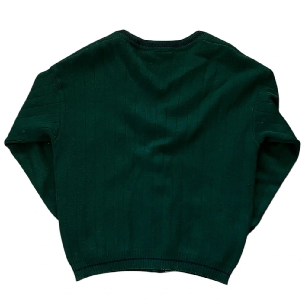 Royal Mer Bretagne Cardigan Green Navy Nautical Sailboat Wool Blend Men’s Large - Picture 2 of 6